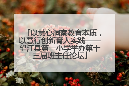 以慧心洞察教育本质，以慧行创新育人实践——望江县第一小学举办第十三届班主任论坛